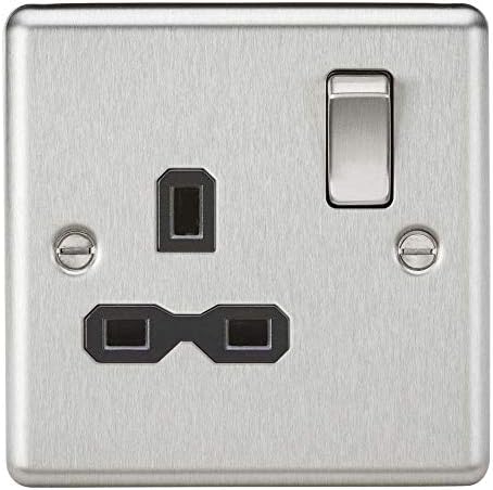 KNIGHTSBRIDGE CL63FBC 13A Switched Fused Spur Unit with Neon & Flex Outlet-Rounded Edge Brushed Chrome