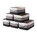 Small Storage Baskets for Shelves, Fabric Storage Baskets for Closet, Rectangular Collapsible Baskets for organizing Clothes, Toys, Books, Gifts [6-Pack,Gray Gradient]