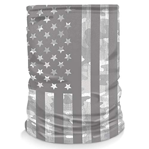 Controller Gear Neck Gaiter Face Mask Scarf - Made in USA. Sun & Dust Protection, Sport, Bandanas for Fishing, Hiking, Cycling, Motorcycling, Running - Snow Camo Flag