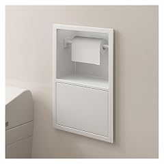 MHJKHG Bathroom Shower Shelf Organizer with Garbage Can Waterproof Stainless Steel WallInserted Storage Caddy White 23X17X12cm