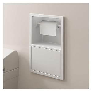 MHJKHG Bathroom Shower Shelf Organizer with Garbage Can Waterproof Stainless Steel WallInserted Storage Caddy White 23X17X12cm