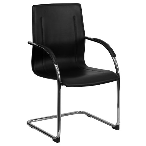 Flash Furniture Black Vinyl Side Reception Chair with Chrome Sled Base