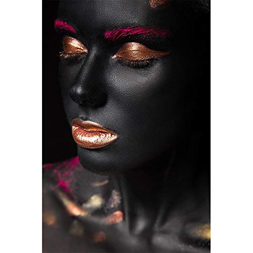 Portrait noir maquillage femme affiche sur toile 60x80cm pour grand mur nu