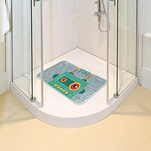 Alfombrilla de ducha antideslizante de rayas con ventosas de baño 68 x 37 cm robot 7