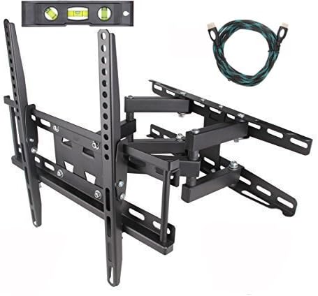 Ryehaliligear Full Motion Tilt Articulating Cantilever Swivel Dual Arm LCD TV Wall Mount Bracket for 20"-55" Flat Screen Displays,VESA 400 x 400 Compatible 115 Lbs Capacity with HDMI Cable