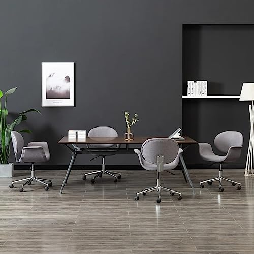 Tonture Juego de 4 sillas de comedor giratorias de tela gris, diseño moderno, altura regulable, rotación de 360°, patas de metal, asiento cómodo para comedor, sala de estar