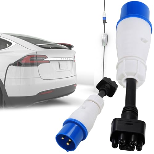 Adaptateur Pour Tesla, Adaptateur CEE 3 Broches Pour Tesla Model S/3/X/Y 32A Gen 2 EV 220-250v Câble Charge Rallonge Chargeur Câble Charge Station Charge Pour Tesla Le Câble Terre Doit être Connecté