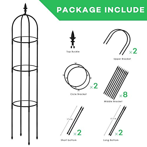 Xyadx Durable Garden Trellis For Potted Plants Stakes Tomato Cage Plant Trellis For Climbing Plants Outdoor & Outdoor Sturdy Patio Plant Trellis For Climbing Rose Vegetable Flower Pack Of 2 – Black #TOP3