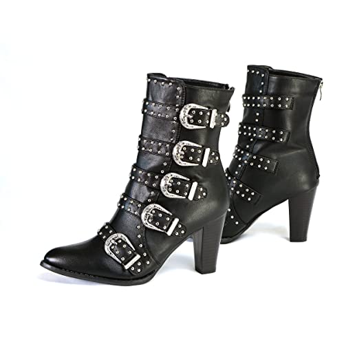 Milwaukee Leather MBL9428 Women's Black Buckle Up Fashion Boots with Studded Bling4
