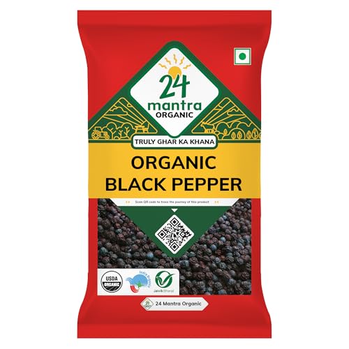 Image of 24 Mantra Organic Black Pepper Whole /Kalimirch /Nalla Miriyalapudi - 50gms ,Pack of 1, 100% Organic