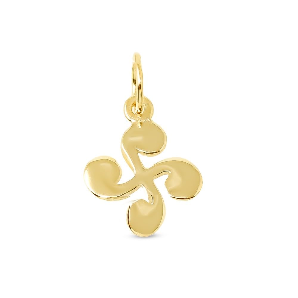 Lauburu Colgante Amuleto Plata Ley 925m chapado oro 15mm. macizo liso