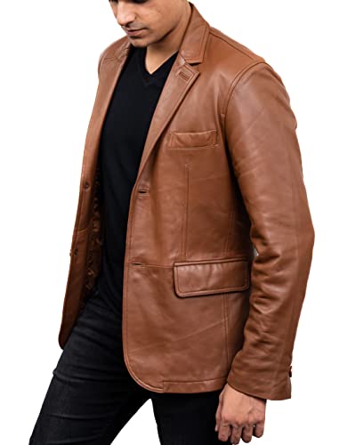 Image of Jild Lambskin Leather Jacket Men Casual Coat - Notched Collar Classic Bond's Style Ultimate Leather Blazer for Men
