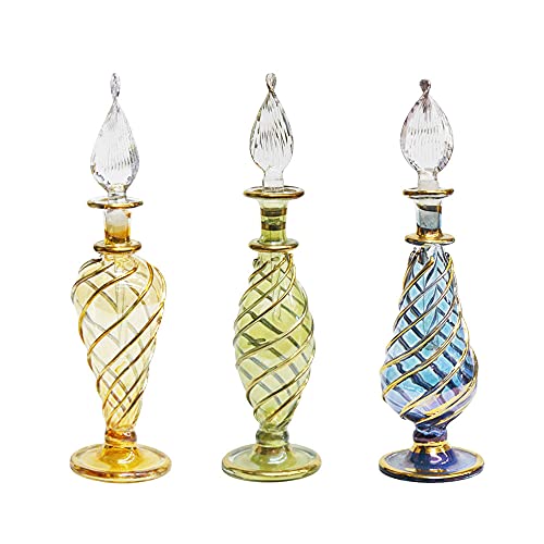 Lote de 3 perfumeros Botes de Cristal con Tapa para Guardar Tus aceites Esenciales y perfumes. Medidas: 13-14 cm Cover