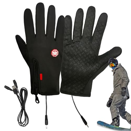 Guantes calefactables: calentadores de manos recargables alimentados por USB, guantes resistentes al viento compatibles con pantalla táctil, diseño de configuración de 3 temperaturas | Mitones para cl