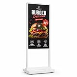 Digital Signage Display 55 Zoll, 700Nits LCD, Tragbar Werbedisplay Digital 4K UHD Digitales Menüboard, Geeignet für Einzelhandelsgeschäft, Restaurant, Einkaufszentrum und Gewerbezentrum, Weiß