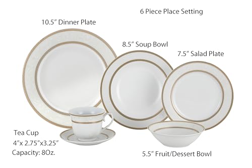 Porcelain Dinnerware Set, 24 Piece Service for 4 by Lorren Home Trends: Amelia Design