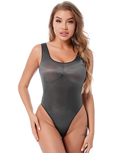 LiiYii Femme Body String Push Up Transparent Nuisette Lingerie Chambre Été Femme Bikini Maillot de Bain Tankini Monokini 1 Pièce Noir Taille Unique Cover