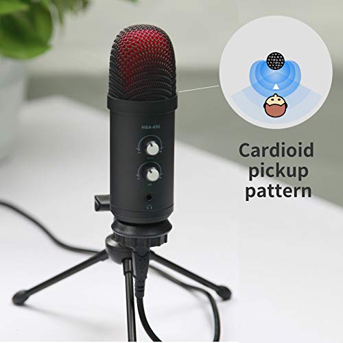 USB Mikrofon PC, Kondensator Mikrofone mit ständer aus Metall für Streaming, Gaming auf Computer, Podcast, Recording… – Bild 4