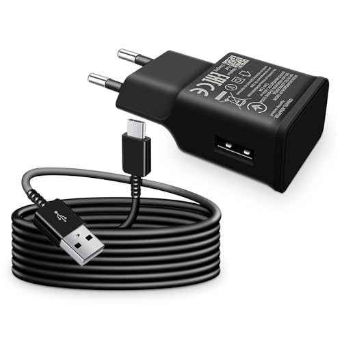 Cargador Carga Rápido 15W con Cable USB C 1,5m para Samsung Galaxy A16 A15 A14 A13 A33 A34 A35 A36 A56 A55 A54 A53 A52s A51 A50 A41 A40 A71 A25 A23 A20 S8 S9 S10 S20 FE, Note 9 8, Cargador Movil