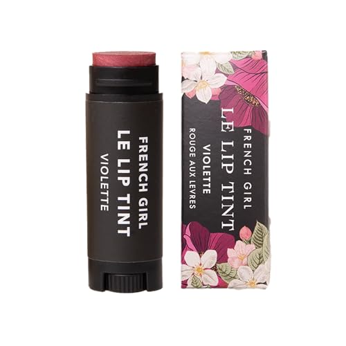 French Girl Le Lip Tint - Moisturizing & Hydrating Lip Balm for Sheer, Buildable Coverage & Shine, Clean Formula, Organic Ingredients, Vegan & Cruelty-Free - Violette