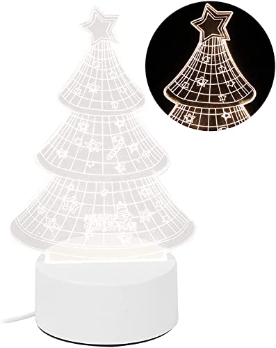 Image of 3D USB Acrylic Night Light LED Table Desk Bedroom Decor Gift Warm Table Lamp for Bedroom Living Room (Christmas Tree)