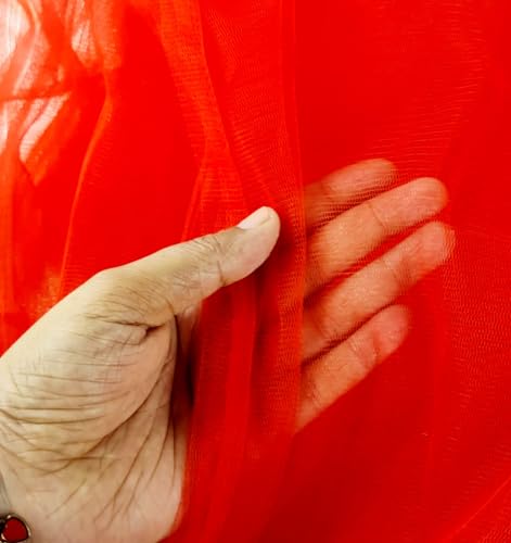 Image of SATYAM KRAFT 10 Meter Multipurpose Net Fabric Soft Cloth Roll | Wedding, Valentine & Party Decoration Items, Birthday, Anniversary | Stage, Tent, Backdrop, Mandap Festive, Event Decor Net (Red)