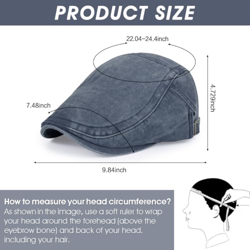 Image of 3Pcs Men's Newsboy Caps Cotton Cooling Hat Adjustable Flat Cap for Men