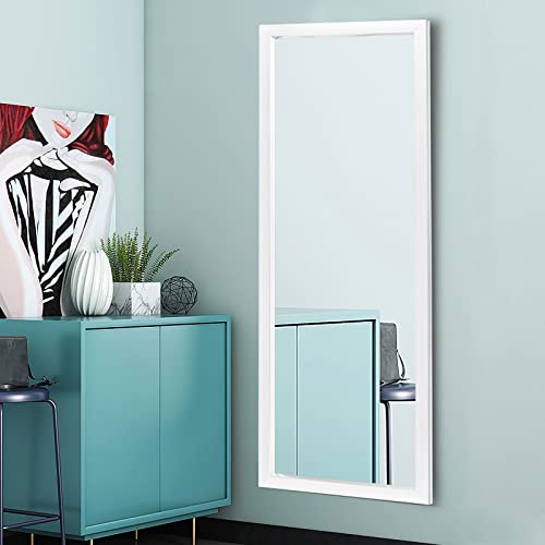 Image of PexFix Full Length Floor Mirror Floor Stand up or Wall Mounted Mirror Mirror Full Length with Thin Frame Mirror,White,44''x16'' (USAM019)