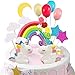 Licorne Gâteau Topper Nuage Arc-en-ciel étoile Ballon Gâteau Décorations de Gâteau Comestible Standup Gaufrette Pour Anniversaire Mariage Bébé Douche Fête Pack de 15