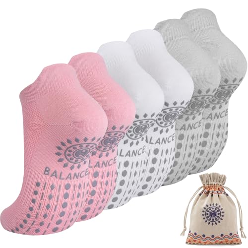 ILovDaisy Pilates Yoga Socken Damen 39-42, Stoppersocken Rutschfeste Sneaker Socken Yogasocken, Antirutschsocken mit Noppen für Trampolin Gymnastik Fitness Krankenhaus Zuhause 3Paar ILovDaisy Pilates Yoga Socken Damen 39-42, Stoppersocken Rutschfeste Sneaker Socken Yogasocken, Antirutschsocken mit Noppen für Trampolin Gymnastik Fitness Krankenhaus Zuhause 3Paar