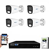 GW Security 8 Channel 4K NVR 5MP POE Audio & Video Security Camera System - Four 5MP 1920P AI Human & Vehicle Detection Weatherproof Bullet Cameras, Built in Microphone, Quick QR Code Easy Setup