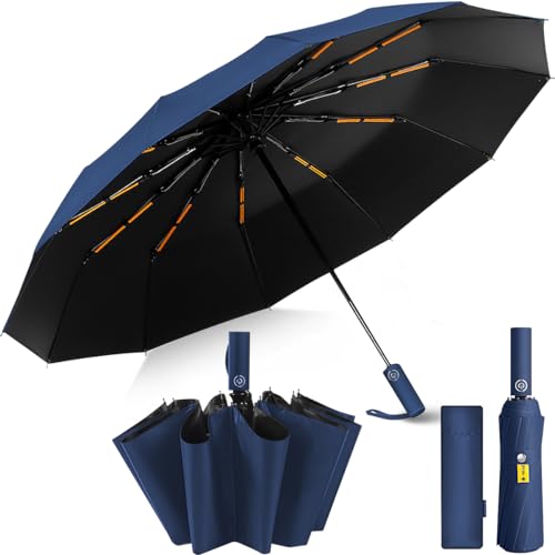 MXCOCO Paraguas Plegable Automático, Paraguas de Bolsillo para Lluvia y Sol, Sombrilla Plegable Grande Resistente al...