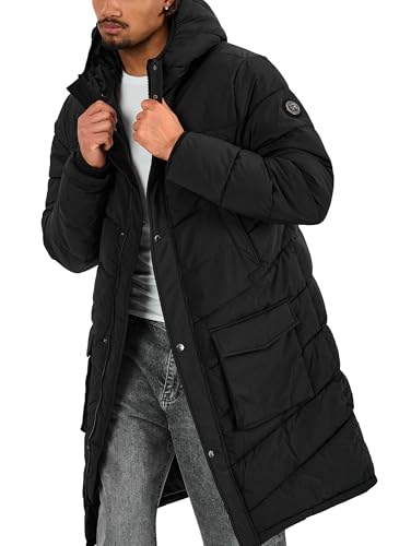 Redbridge Manteau matelassé - Parka longue avec capuche et poches plaquées - Veste d'hiver chaude doublée avec boutons-pression et fermeture éclair - Coupe...