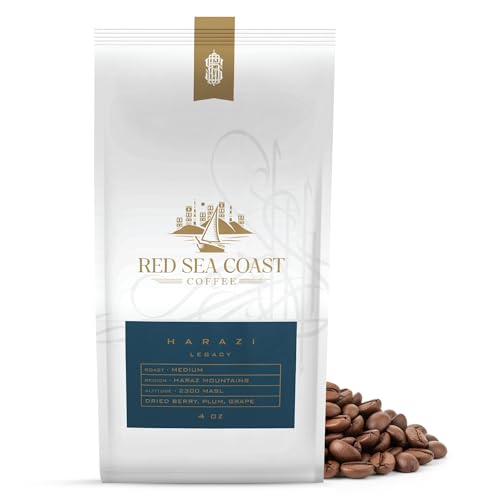 Red Sea Coast Harazi Legacy Coffee Beans - Specialty Yemeni Coffee from Haraz Mazanai - Natural Process, Mountain Grown, High Altitude Coffee with Grape Dried Berry Plum Flavors - 4 oz