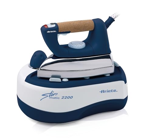 Ariete 6257 Stiromatic 2200 - Ferro da stiro con Caldaia in Acciaio Inox - Piastra in alluminio - manico in sughero - Vapore continuo fino 80 gr/min