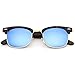 zeroUV - Premium Half Frame Colored Mirror Lens Horn Rimmed Sunglasses 50mm (Tortoise-Gold / Blue Mirror)