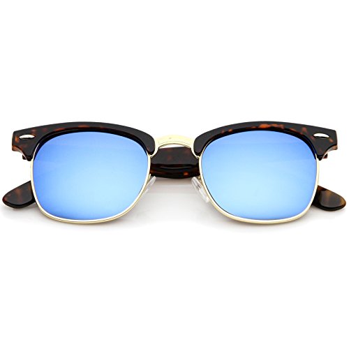 zeroUV - Half Frame Semi Rimless Sunglasses for Men Women with Colored Mirror Lens 50mm