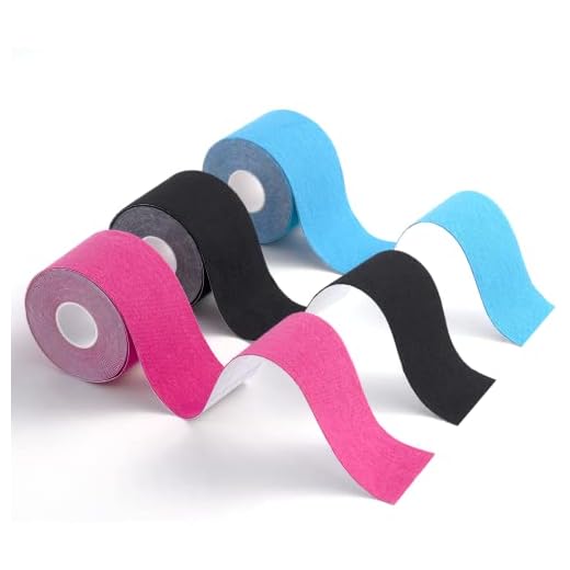 Carehabi - Cinta de kinesiología deportiva, 5 m x 5 cm, 3 rollos (1 azul, 1 rosa, 1 negro), cinta de kinesiología resistente al agua y elástica para deporte.