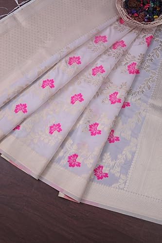 Image of DEVANGI Women's Woven Jacquard Banarasi Silk Printed Dupatta /Chunni with Meena Work, Width 1 Meter, Length 2.5 Meter