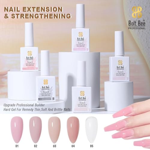 Image of Bolt Bee PROFESSIONAL BIAB - Builder in a Bottle 15ml | Soak Off UV & LED Gel Polish | Nail Strengthener, Base & Builder Gel in One Builder in a Bottle, 15ml, Soak Off UV & LED Gel Polish, Nail Strengthener Base & Builder Gel, Long-Lasting Chip-Resistant Formula, 6 Shades (03- Soft Blush)