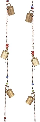 Juego de 2 campanas rústicas vintage para la pared del hogar, Navidad, Año Nuevo, decoración de jardín, 5 campanas hechas a mano en una cuerda con