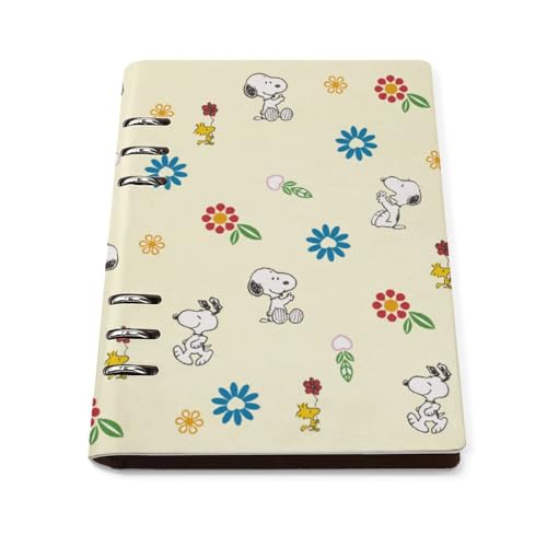 スヌーピー システム手帳 PU ノートメモ帳 バインダーノート A5サイズ 手帳 スケジュール帳 6穴 レザー 日記帳 記録ノート ルーズリーフ式 詰め替え可 メモ帳 バインダーリング 文房用具 プレゼント 贈り物 子供 学生