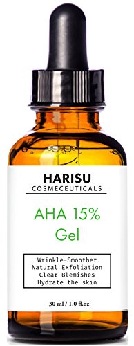 HARISU Cosmeceuticals's AHA 15% Gel - Wrinkle-smoother Natural Exfoliation, Clear blemishes, Hydrate your Skin.