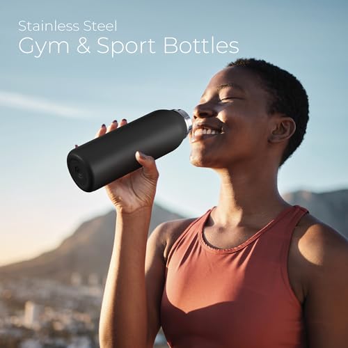 Image of SipX 32 oz Stainless Steel Insulated Water Bottle with Leakproof Lid & Carry Hook - Triple Insulated - Cold 24 Hours /Hot 12 Hours - Perfect for Gym, Work, Sports, Travel - Black