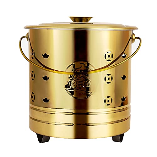 Edelstahl- Verbrennungsanlage, Garten- Verbrennungsfass, Tragbare Verbrennungsanlage Mit Tragegriff, Verbrennung Von Gefallenen Blättern, Ästen, Altpapier, Hinterhof- Müllreinigung (Gold 30, 5 X 34 cm)