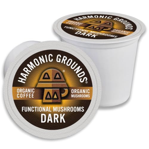 Harmonic Grounds Mushroom Coffee Pods, Dark Roast, 34 Count