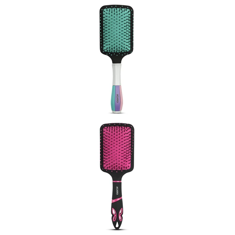 AGARO Classic Paddle Hair Brush, Light Blue and AGARO Delight Paddle Hair Brush, Black and Pink-image-31