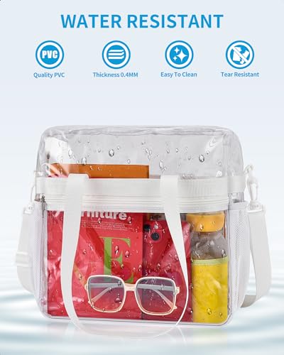 Image of Paxiland Clear Bag for Stadium Events 12x6x12 inches, Clear Tote Bag with Reinforced Strap, Clear HandBag for Sports Concert