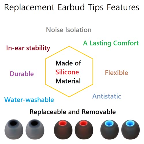 Image of Replacement Earbud Tips Earbud Covers Silicone Tips Ear Gels Fit for Inner Hole from 3.8mm - 5.1mm Earphones 9 Pairs S /M /L