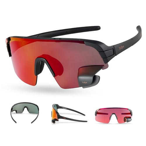 TriEye Cycling Glasses with Rear-View Mirror UV400